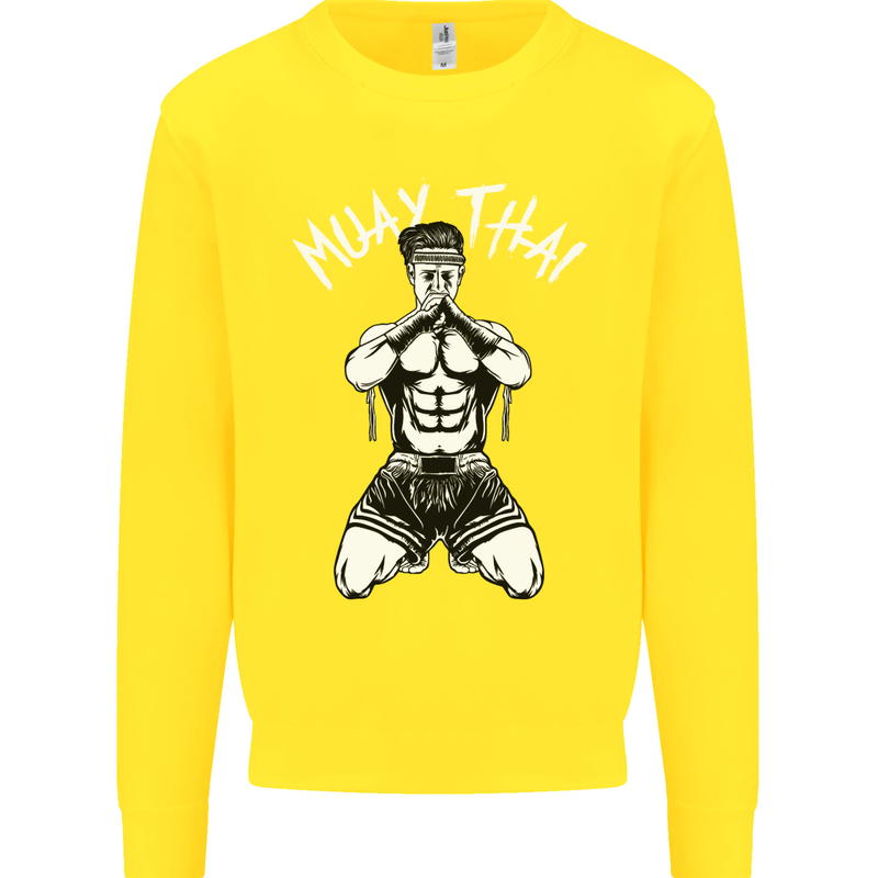 Muay Thai Fighter Mixed Martial Arts MMA Kids Sweatshirt Jumper Yellow
