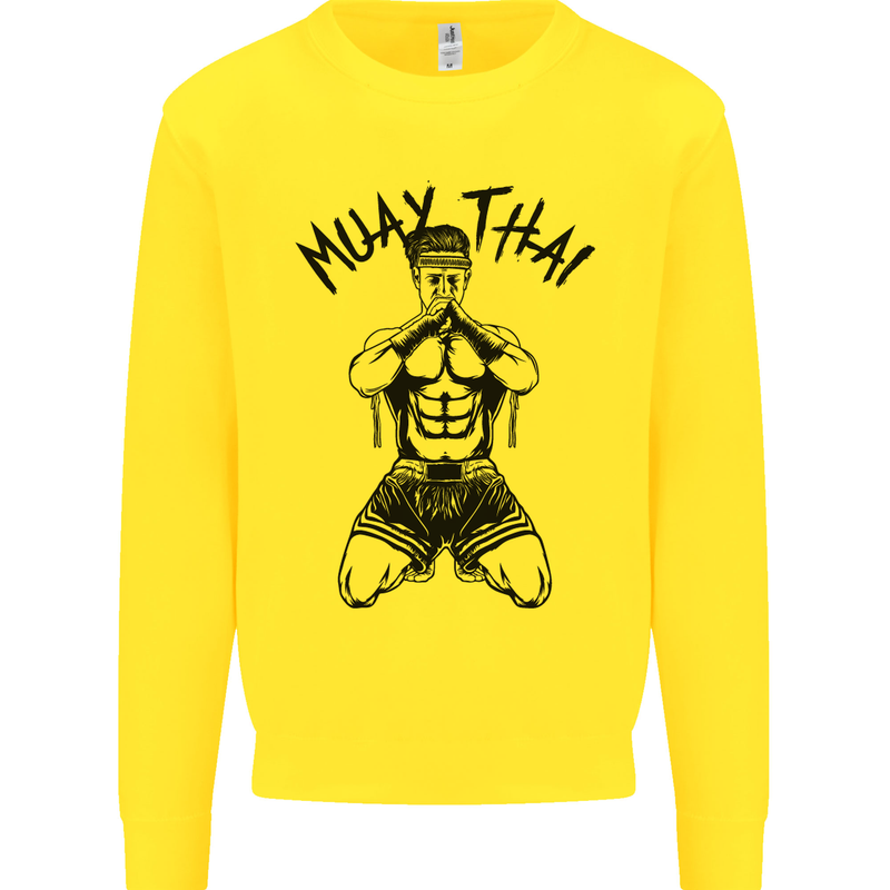 Muay Thai Fighter Mixed Martial Arts MMA Kids Sweatshirt Jumper Yellow
