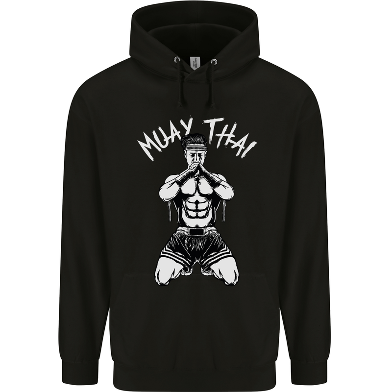 Muay Thai Fighter Mixed Martial Arts MMA Mens 80% Cotton Hoodie Black