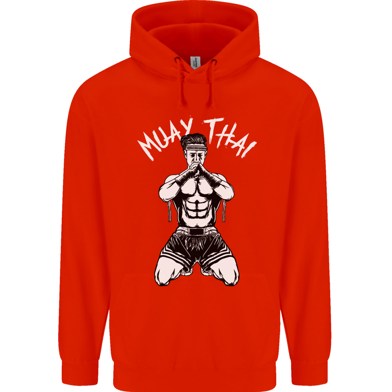 Muay Thai Fighter Mixed Martial Arts MMA Mens 80% Cotton Hoodie Bright Red