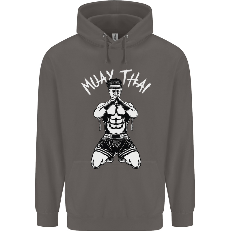 Muay Thai Fighter Mixed Martial Arts MMA Mens 80% Cotton Hoodie Charcoal