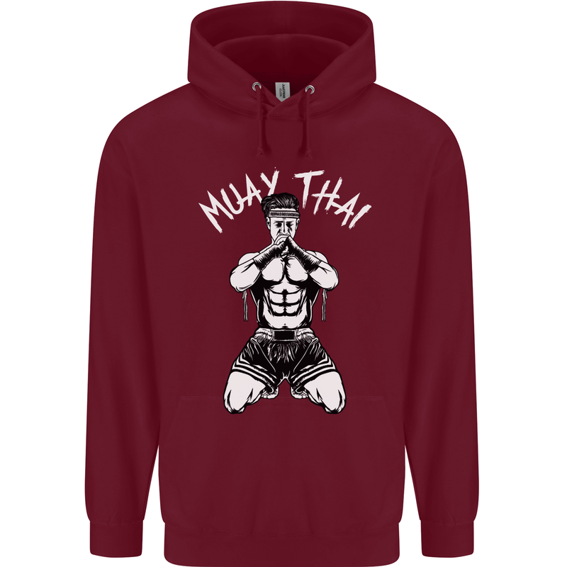 Muay Thai Fighter Mixed Martial Arts MMA Mens 80% Cotton Hoodie Maroon