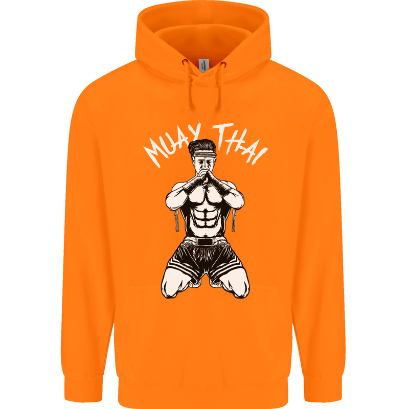 Muay Thai Fighter Mixed Martial Arts MMA Mens 80% Cotton Hoodie Orange