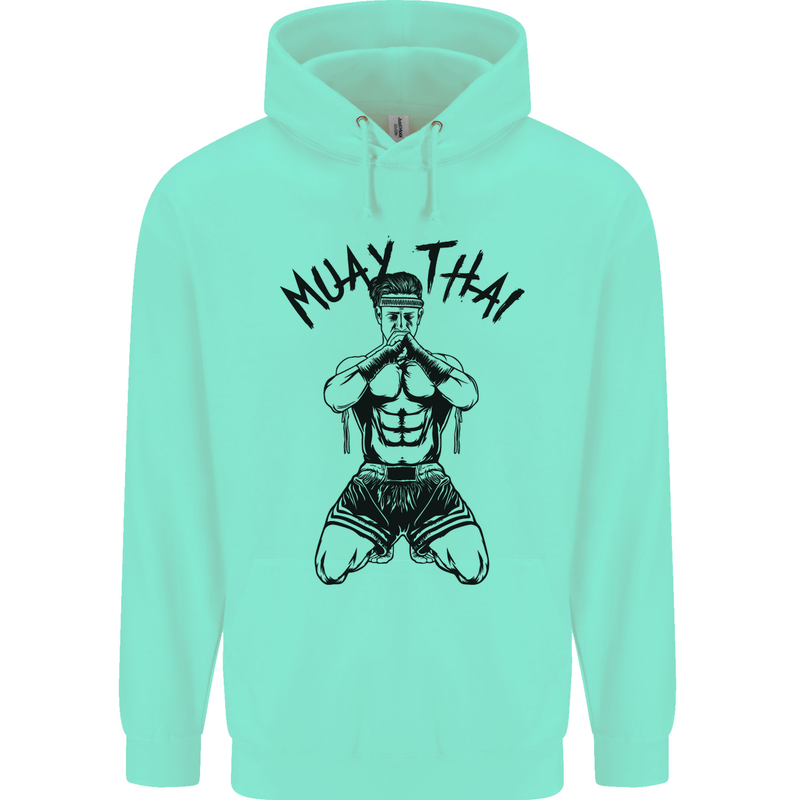 Muay Thai Fighter Mixed Martial Arts MMA Mens 80% Cotton Hoodie Peppermint