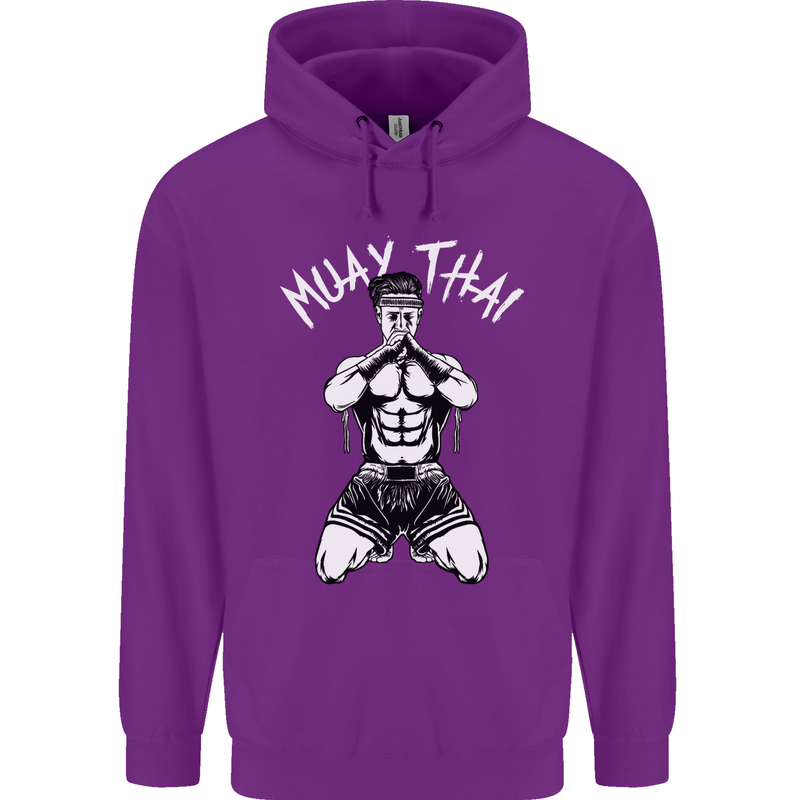 Muay Thai Fighter Mixed Martial Arts MMA Mens 80% Cotton Hoodie Purple
