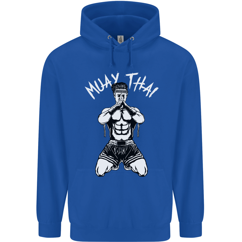 Muay Thai Fighter Mixed Martial Arts MMA Mens 80% Cotton Hoodie Royal Blue