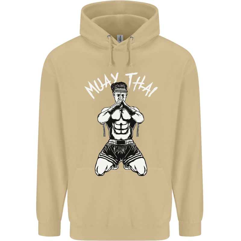 Muay Thai Fighter Mixed Martial Arts MMA Mens 80% Cotton Hoodie Sand