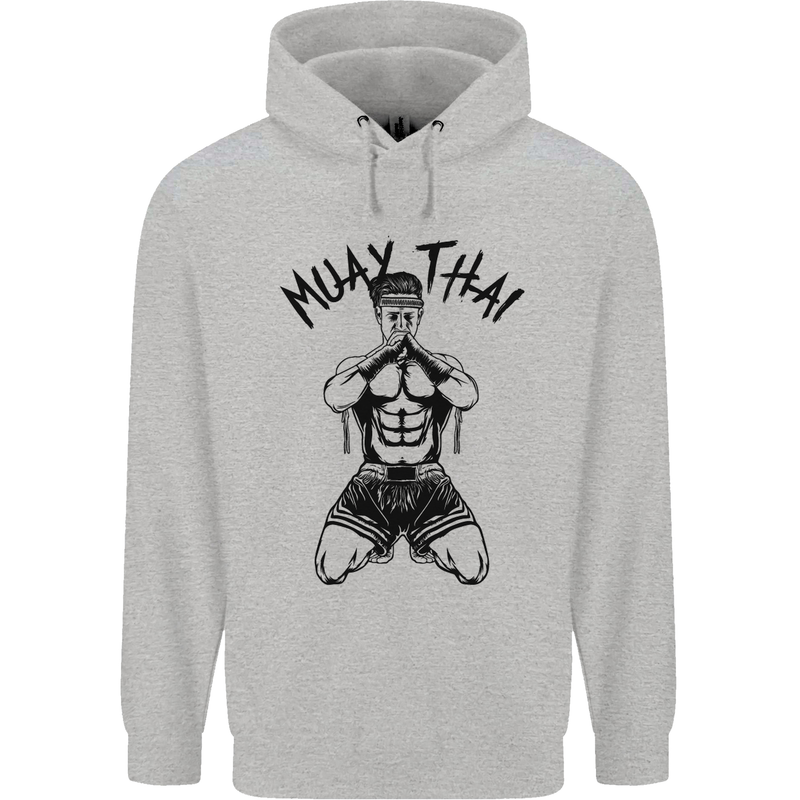 Muay Thai Fighter Mixed Martial Arts MMA Mens 80% Cotton Hoodie Sports Grey