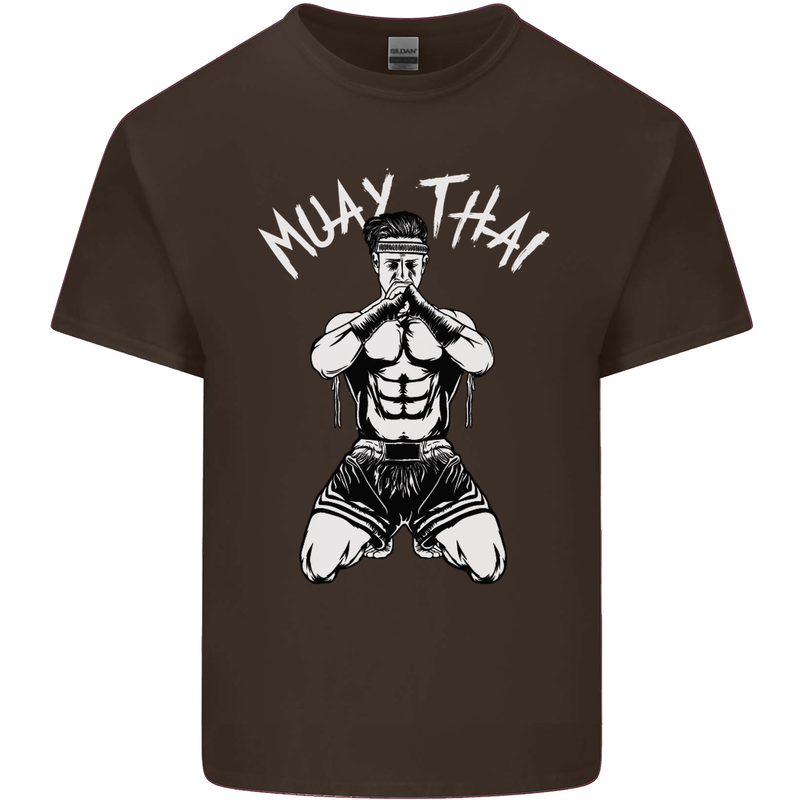 Muay Thai Fighter Mixed Martial Arts MMA Mens Cotton T-Shirt Tee Top Dark Chocolate