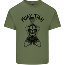 Muay Thai Fighter Mixed Martial Arts MMA Mens Cotton T-Shirt Tee Top Military Green