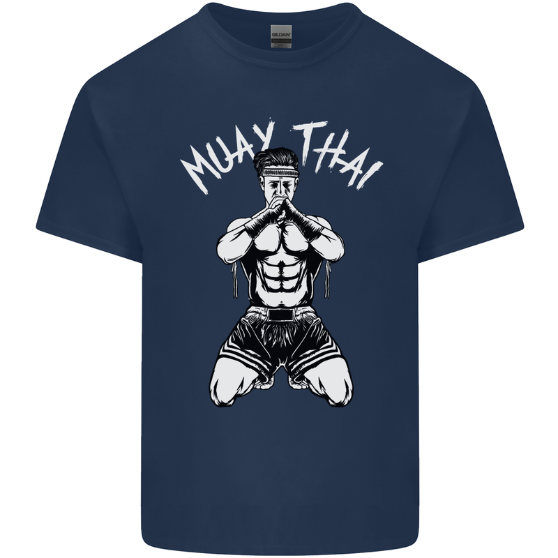 Muay Thai Fighter Mixed Martial Arts MMA Mens Cotton T-Shirt Tee Top Navy Blue