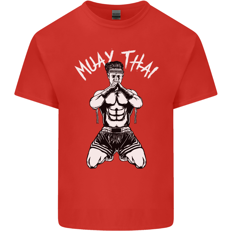 Muay Thai Fighter Mixed Martial Arts MMA Mens Cotton T-Shirt Tee Top Red