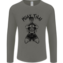Muay Thai Fighter Mixed Martial Arts MMA Mens Long Sleeve T-Shirt Charcoal