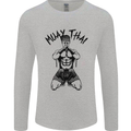 Muay Thai Fighter Mixed Martial Arts MMA Mens Long Sleeve T-Shirt Sports Grey