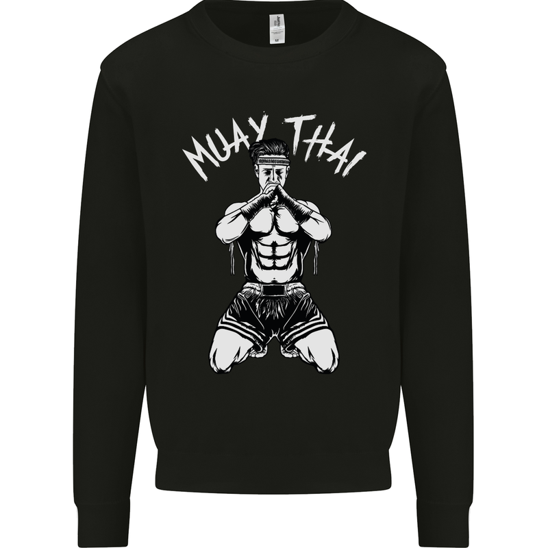 Muay Thai Fighter Mixed Martial Arts MMA Mens Sweatshirt Jumper Black