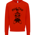 Muay Thai Fighter Mixed Martial Arts MMA Mens Sweatshirt Jumper Bright Red