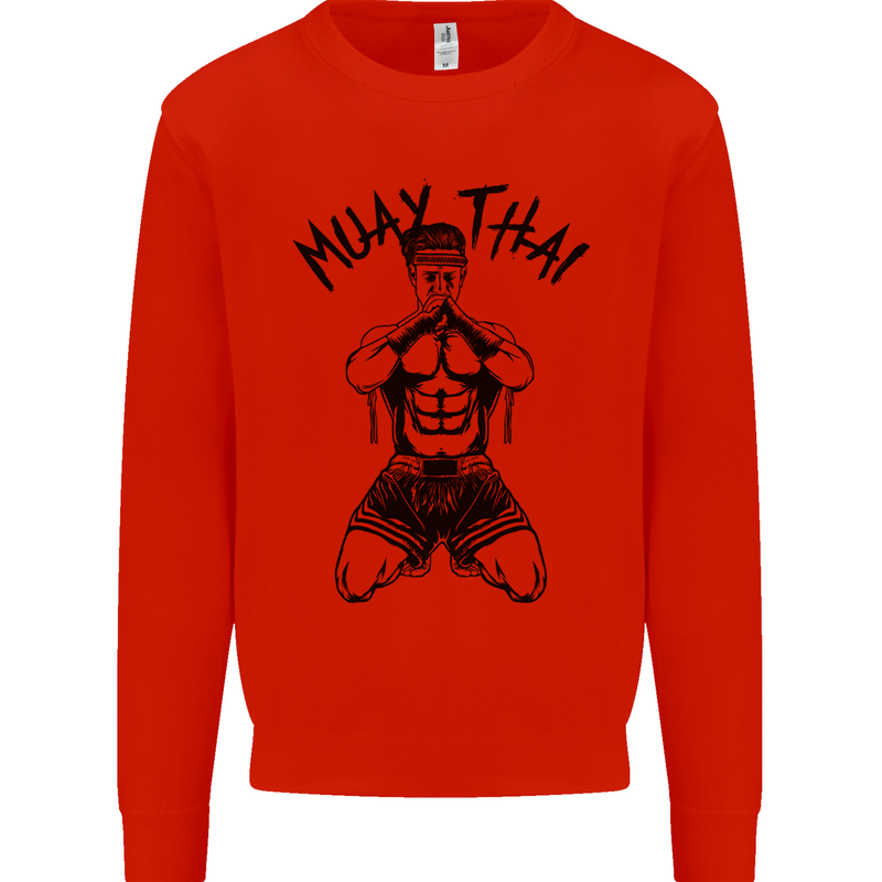Muay Thai Fighter Mixed Martial Arts MMA Mens Sweatshirt Jumper Bright Red
