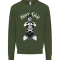 Muay Thai Fighter Mixed Martial Arts MMA Mens Sweatshirt Jumper Forest Green