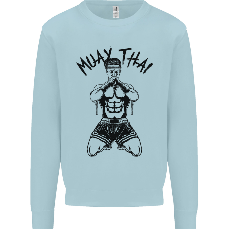 Muay Thai Fighter Mixed Martial Arts MMA Mens Sweatshirt Jumper Light Blue