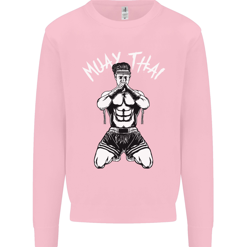 Muay Thai Fighter Mixed Martial Arts MMA Mens Sweatshirt Jumper Light Pink