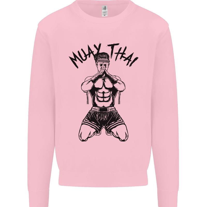 Muay Thai Fighter Mixed Martial Arts MMA Mens Sweatshirt Jumper Light Pink