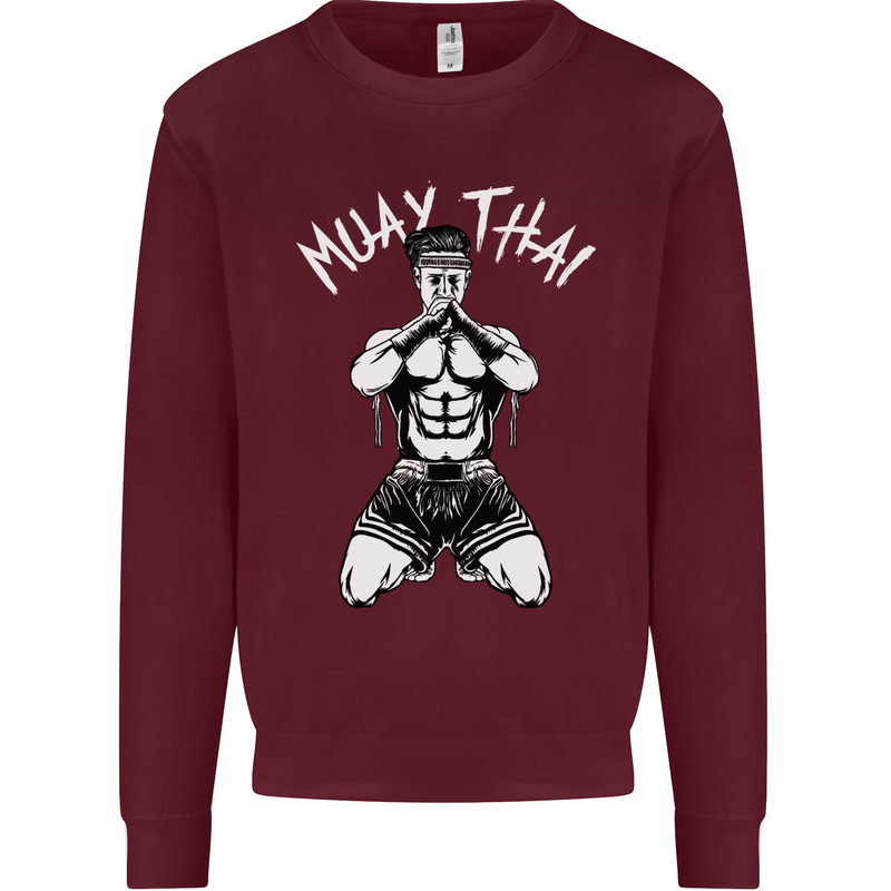 Muay Thai Fighter Mixed Martial Arts MMA Mens Sweatshirt Jumper Maroon