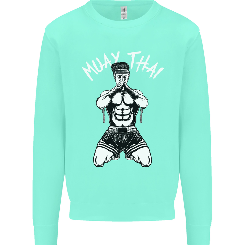Muay Thai Fighter Mixed Martial Arts MMA Mens Sweatshirt Jumper Peppermint