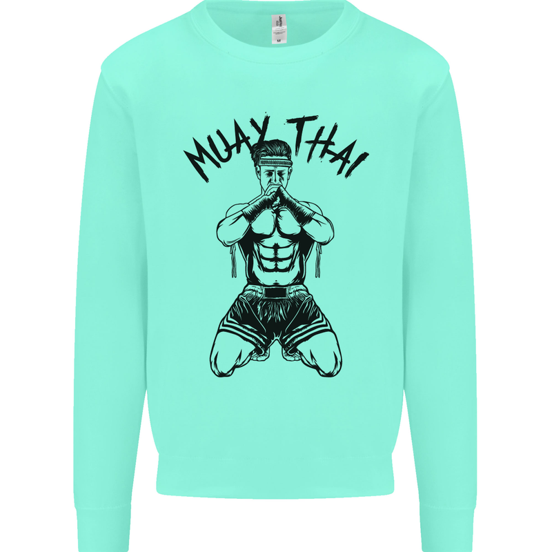 Muay Thai Fighter Mixed Martial Arts MMA Mens Sweatshirt Jumper Peppermint
