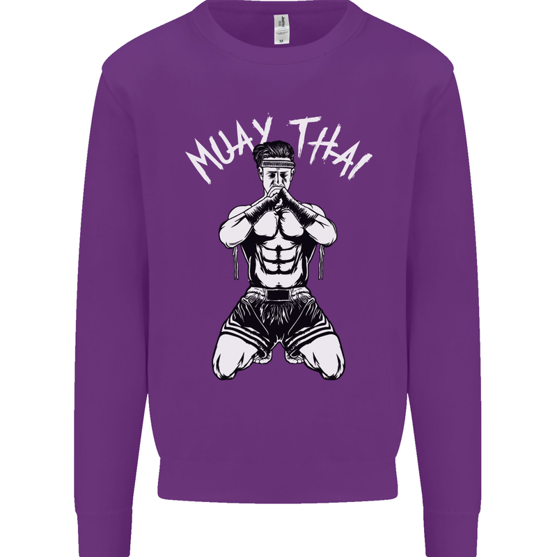 Muay Thai Fighter Mixed Martial Arts MMA Mens Sweatshirt Jumper Purple