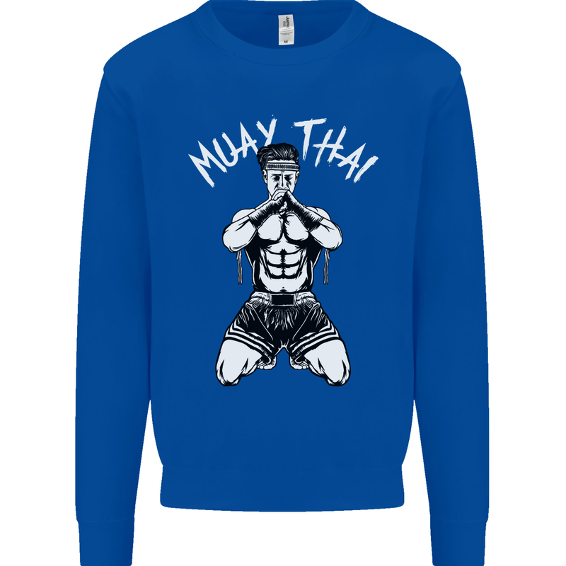 Muay Thai Fighter Mixed Martial Arts MMA Mens Sweatshirt Jumper Royal Blue