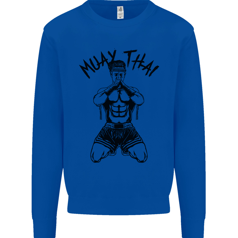 Muay Thai Fighter Mixed Martial Arts MMA Mens Sweatshirt Jumper Royal Blue