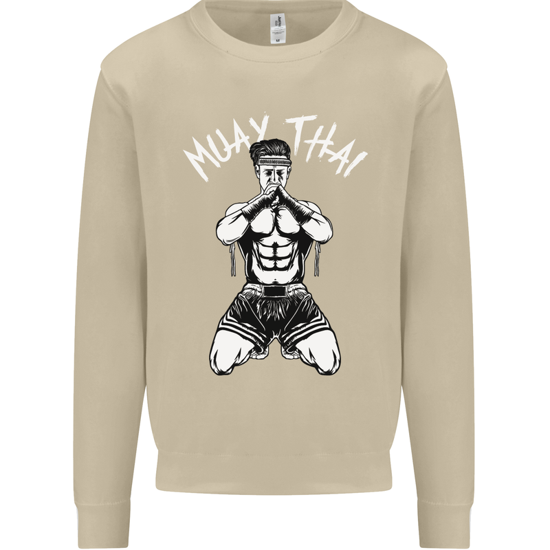 Muay Thai Fighter Mixed Martial Arts MMA Mens Sweatshirt Jumper Sand