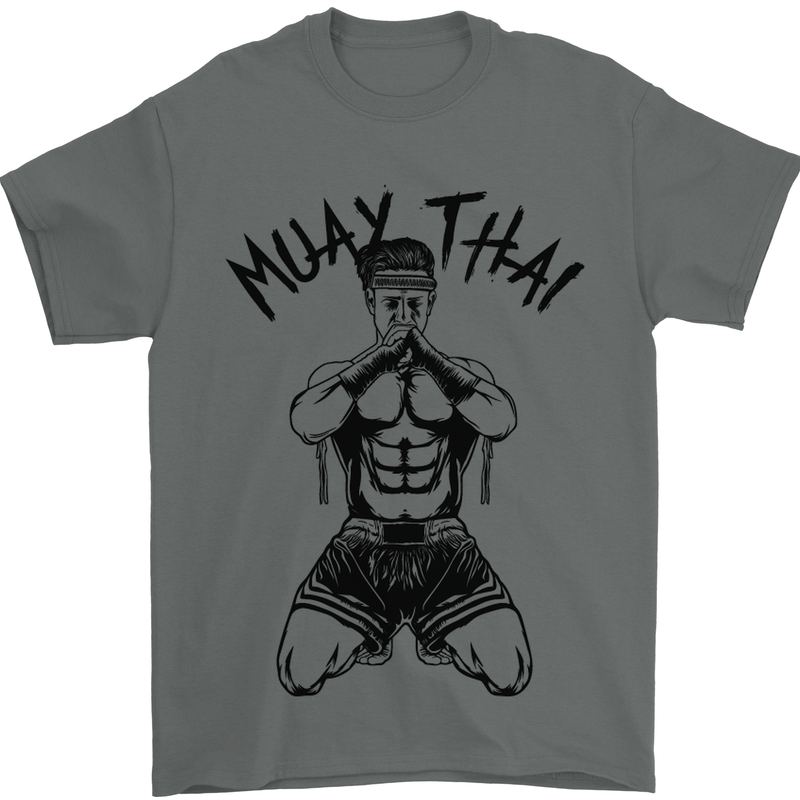 Muay Thai Fighter Mixed Martial Arts MMA Mens T-Shirt Cotton Gildan Charcoal