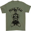 Muay Thai Fighter Mixed Martial Arts MMA Mens T-Shirt Cotton Gildan Military Green