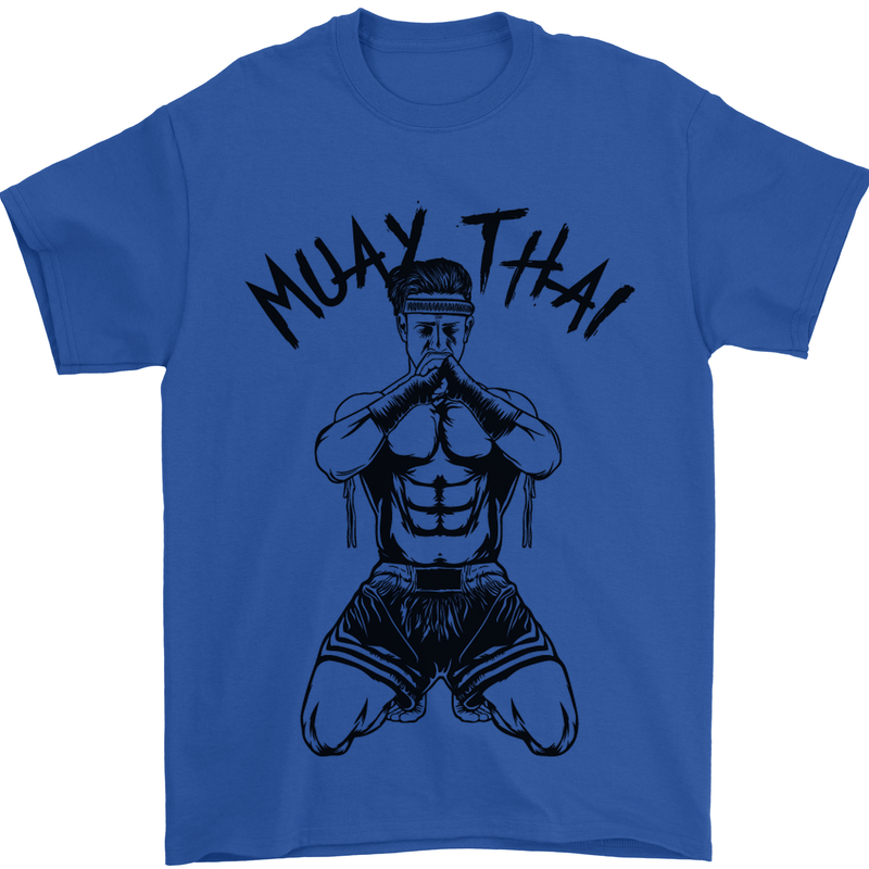 Muay Thai Fighter Mixed Martial Arts MMA Mens T-Shirt Cotton Gildan Royal Blue