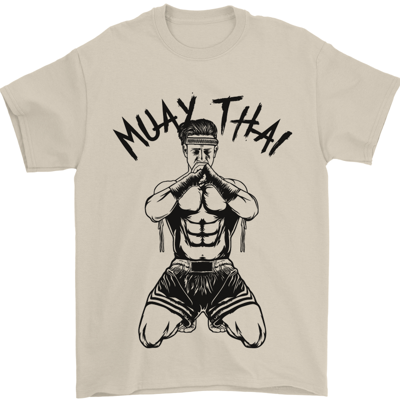 Muay Thai Fighter Mixed Martial Arts MMA Mens T-Shirt Cotton Gildan Sand
