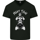 Muay Thai Fighter Mixed Martial Arts MMA Mens V-Neck Cotton T-Shirt Black