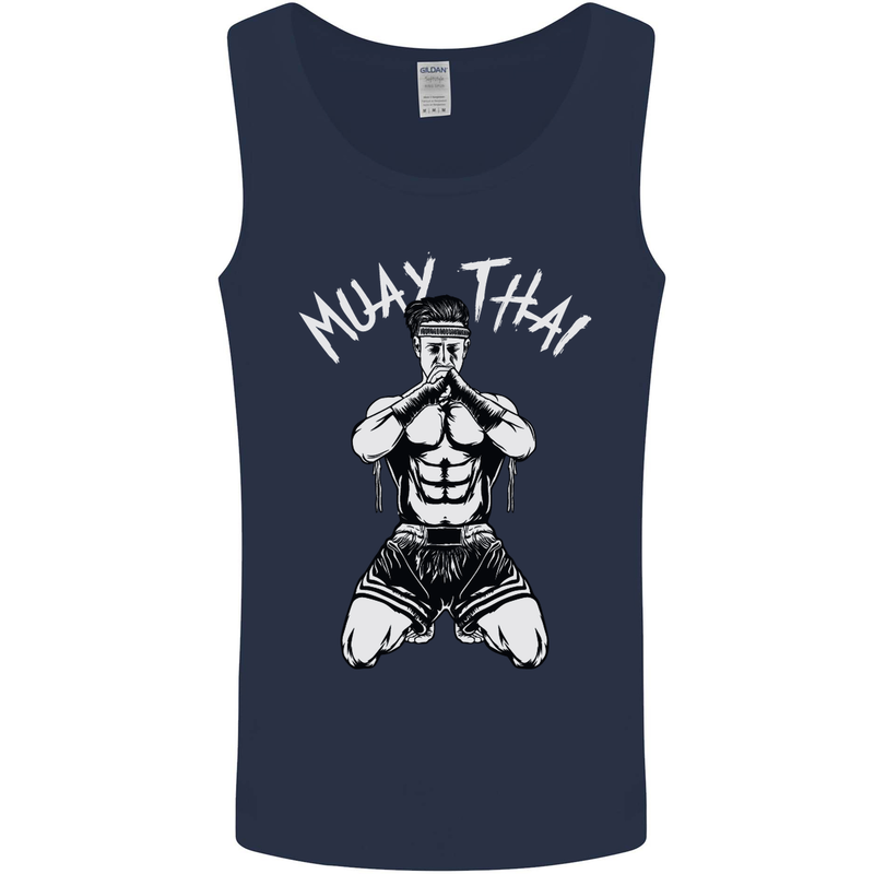 Muay Thai Fighter Mixed Martial Arts MMA Mens Vest Tank Top Navy Blue