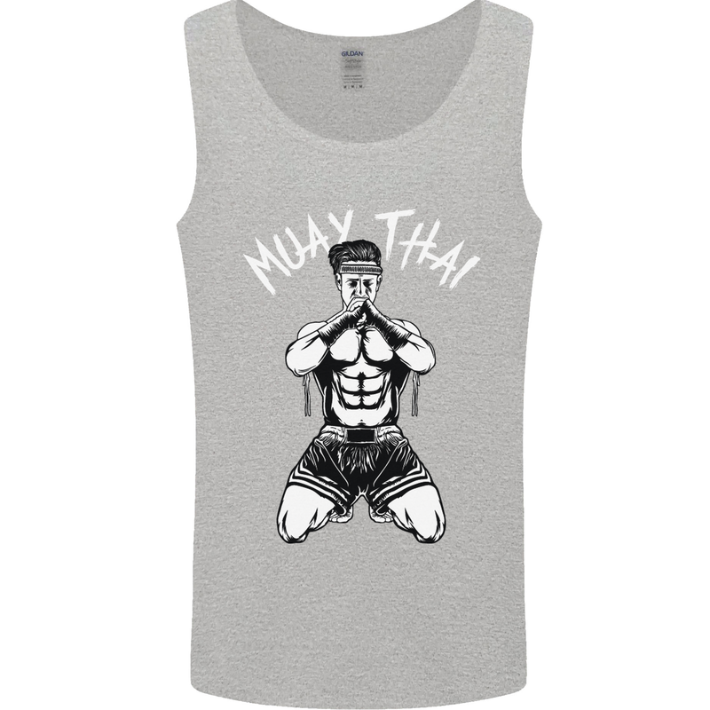 Muay Thai Fighter Mixed Martial Arts MMA Mens Vest Tank Top Sports Grey