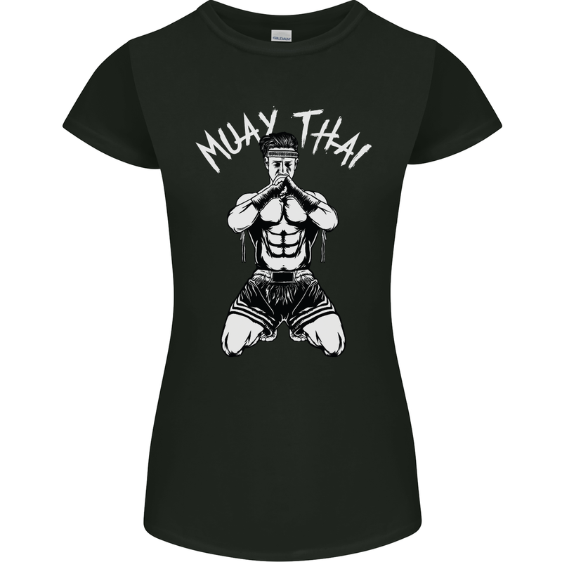 Muay Thai Fighter Mixed Martial Arts MMA Womens Petite Cut T-Shirt Black