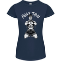 Muay Thai Fighter Mixed Martial Arts MMA Womens Petite Cut T-Shirt Navy Blue