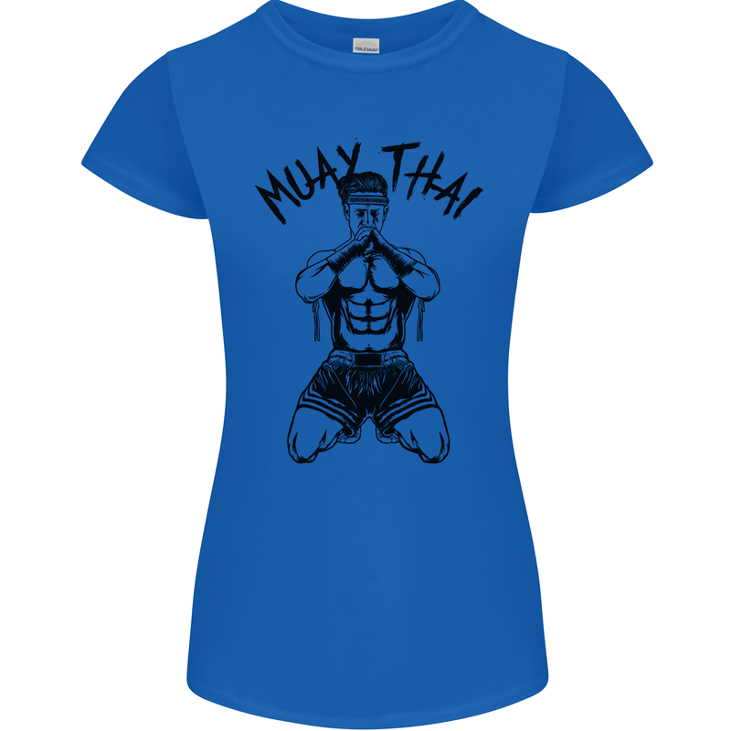 Muay Thai Fighter Mixed Martial Arts MMA Womens Petite Cut T-Shirt Royal Blue