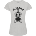 Muay Thai Fighter Mixed Martial Arts MMA Womens Petite Cut T-Shirt Sports Grey