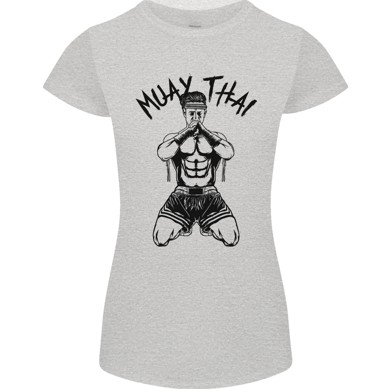 Muay Thai Fighter Mixed Martial Arts MMA Womens Petite Cut T-Shirt Sports Grey