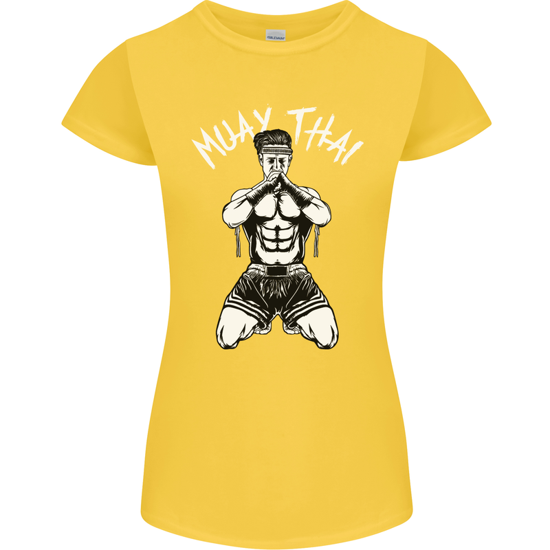 Muay Thai Fighter Mixed Martial Arts MMA Womens Petite Cut T-Shirt Yellow