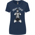 Muay Thai Fighter Mixed Martial Arts MMA Womens Wider Cut T-Shirt Navy Blue