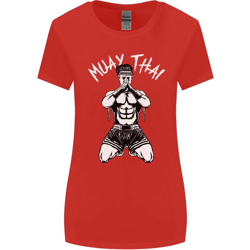 Muay Thai Fighter Mixed Martial Arts MMA Womens Wider Cut T-Shirt Red