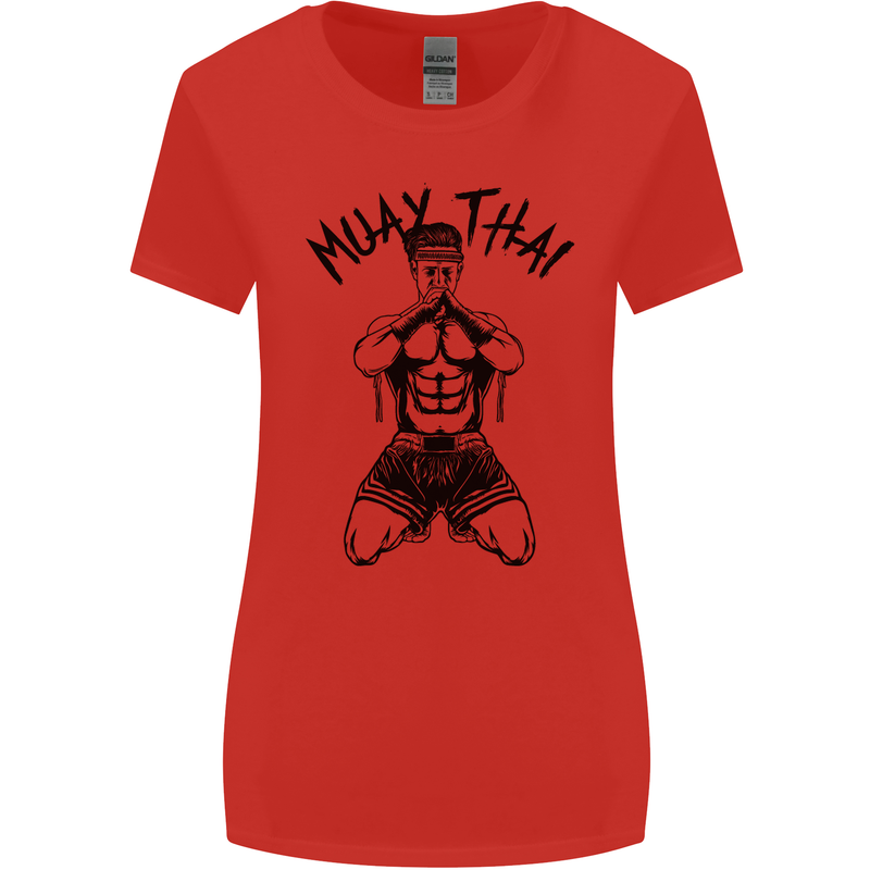 Muay Thai Fighter Mixed Martial Arts MMA Womens Wider Cut T-Shirt Red