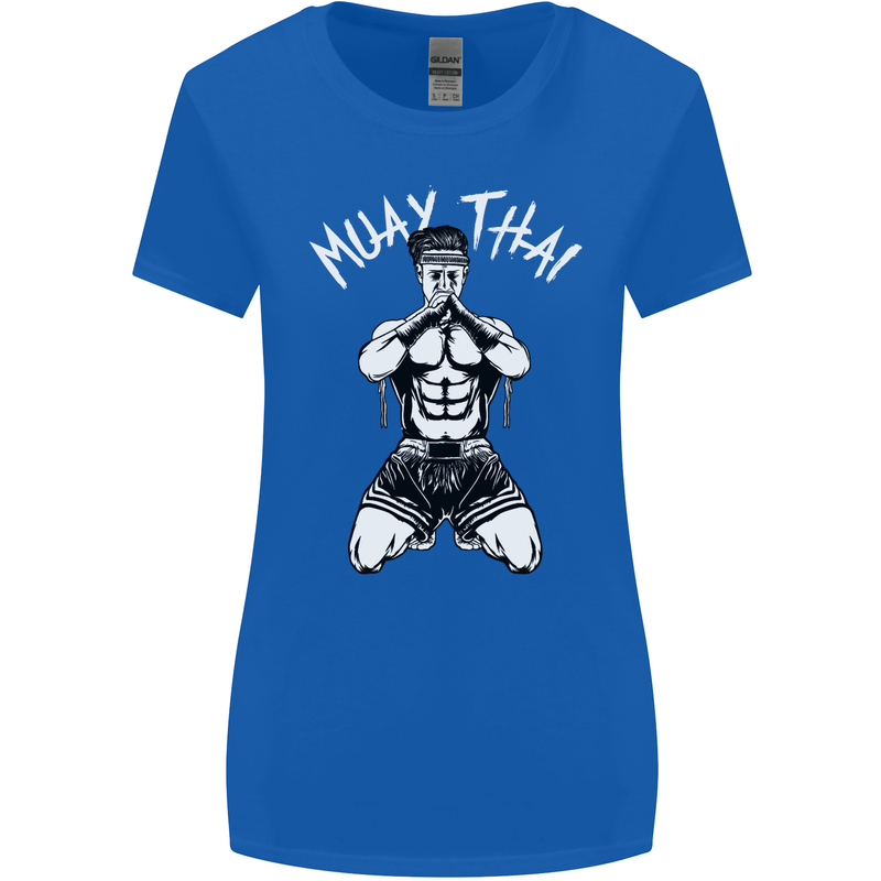 Muay Thai Fighter Mixed Martial Arts MMA Womens Wider Cut T-Shirt Royal Blue