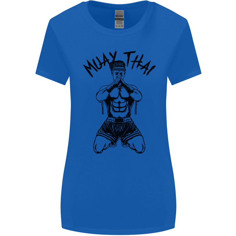 Muay Thai Fighter Mixed Martial Arts MMA Womens Wider Cut T-Shirt Royal Blue